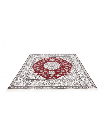 Tappeto Nain Kashmar Persia bianco marrone 197x208