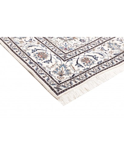 Tappeto Nain Kashmar Persia bianco marrone 197x208