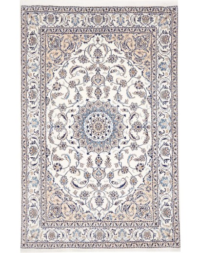Tappeto Nain Kashmar Persia bianco grigio 195x296