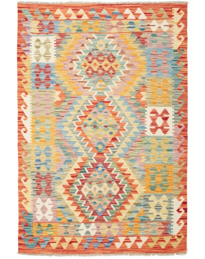 Tappeto Kilim Afghanistan marrone rosso 102x148
