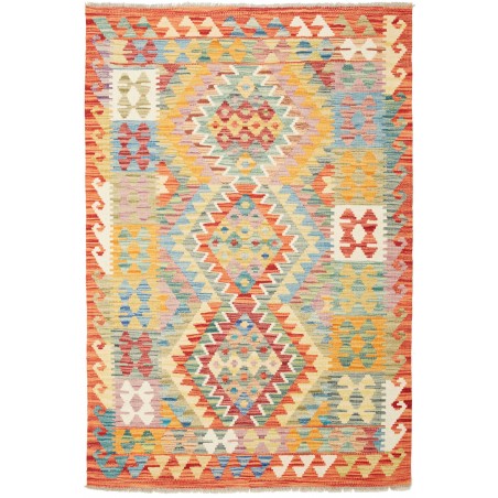 Tappeto Kilim Afghanistan marrone rosso 102x148