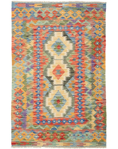 Tappeto Kilim Afghanistan marrone bianco 103x152