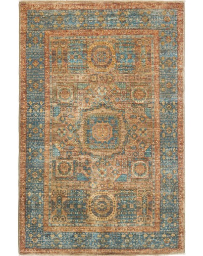 Tappeto Mamlouk Pakistan bianco azzurro 99x153