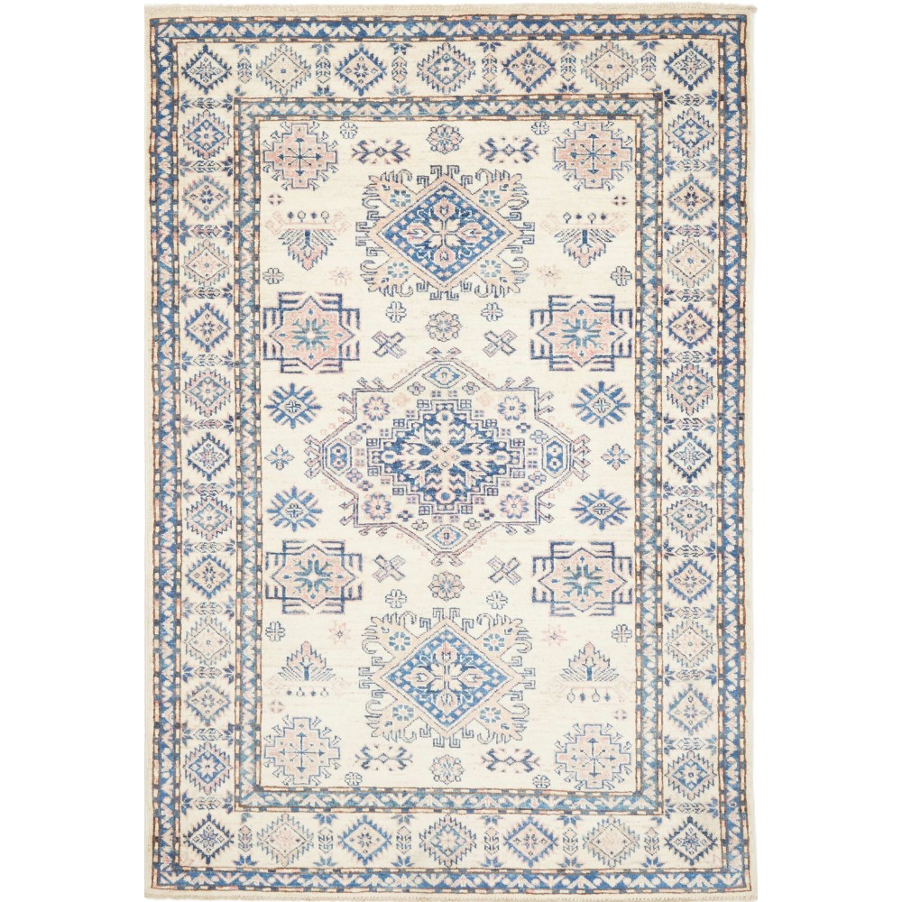 Tappeto Kazak Fine Pakistan bianco grigio 121x177