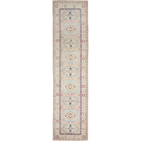 Tappeto Kazak Afghanistan beige azzurro 71x318
