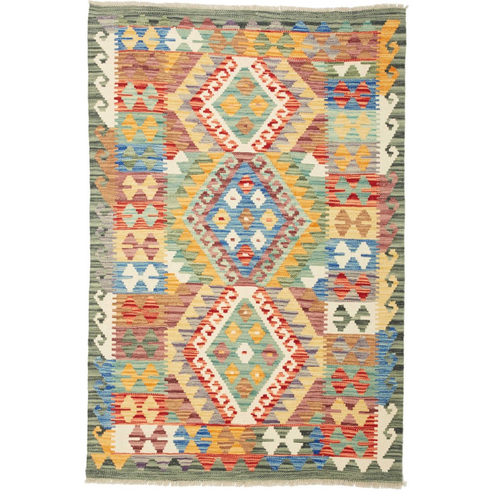 Tappeto Kilim Afghanistan marrone grigio 101x151