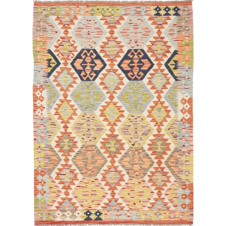 Tappeto Kilim Afghanistan marrone rosso 126x181