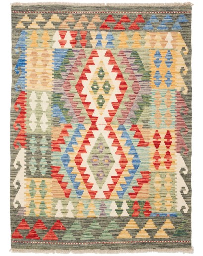 Tappeto Kilim Afghanistan marrone grigio 111x148