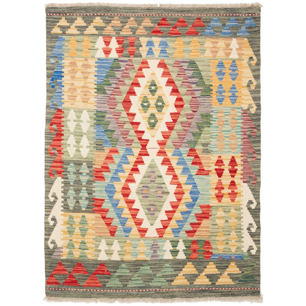 Tappeto Kilim Afghanistan marrone grigio 111x148