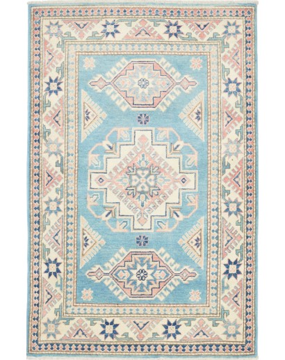 Tappeto Kazak Afghanistan bianco azzurro 100x156