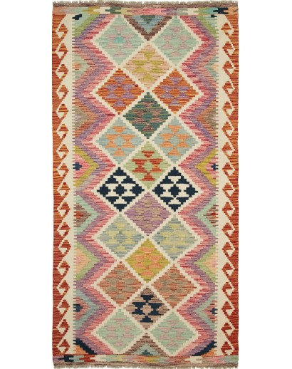 Tappeto Kilim Afghanistan marrone giallo 101x203
