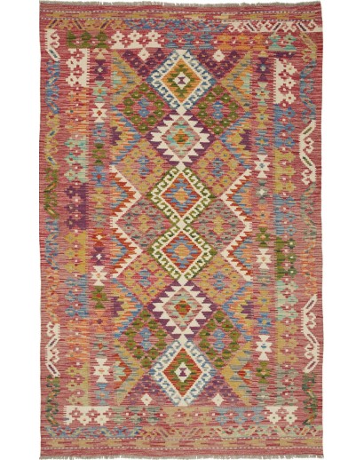 Tappeto Kilim Afghanistan bianco grigio 123x196