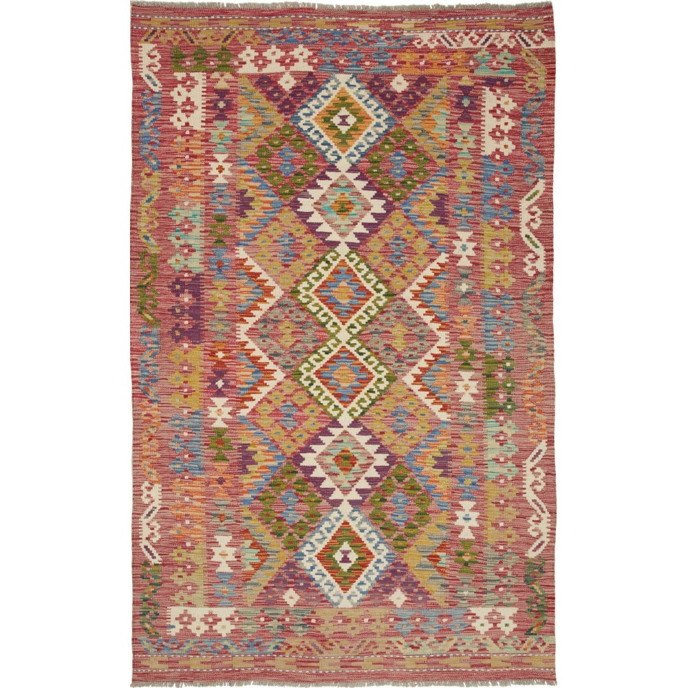 Tappeto Kilim Afghanistan bianco grigio 123x196
