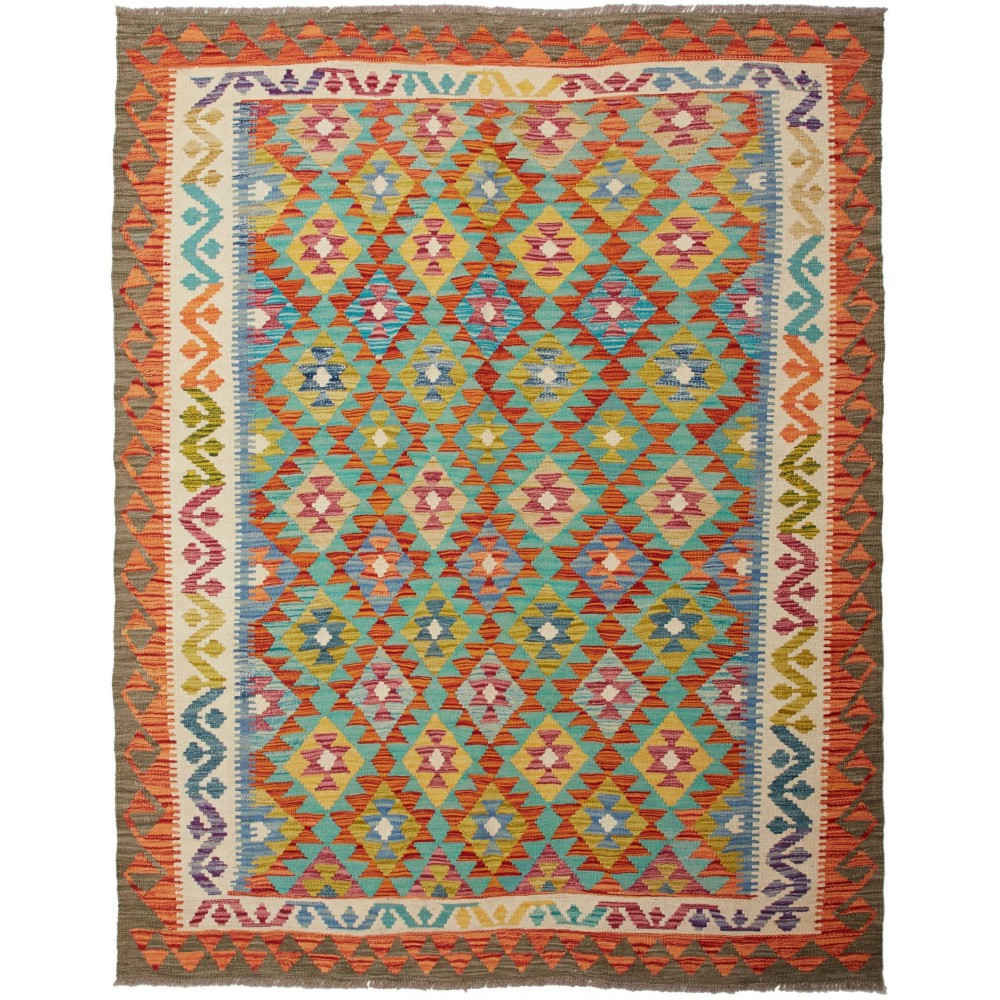 Tappeto Kilim Afghanistan bianco arancione 156x198