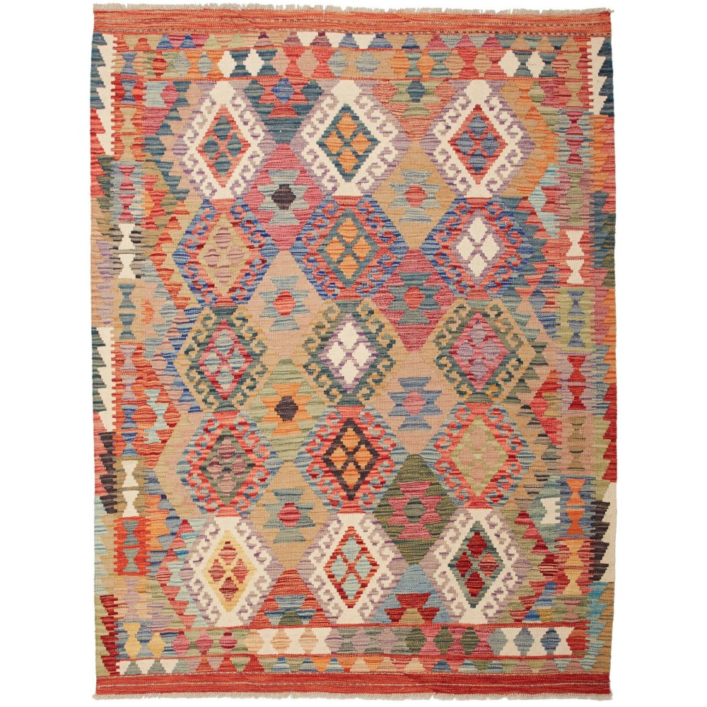 Tappeto Kilim Afghanistan marrone bianco 153x195