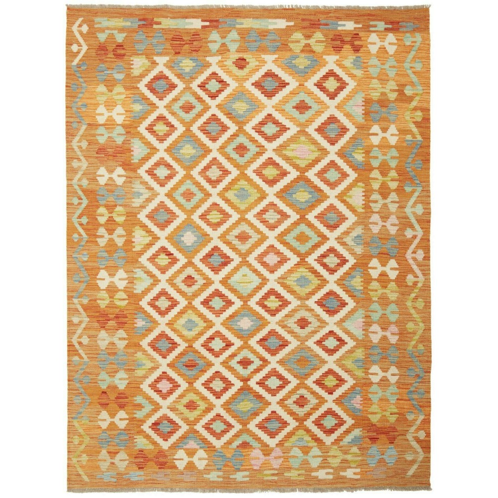 Tappeto Kilim Afghanistan arancione marrone 148x199