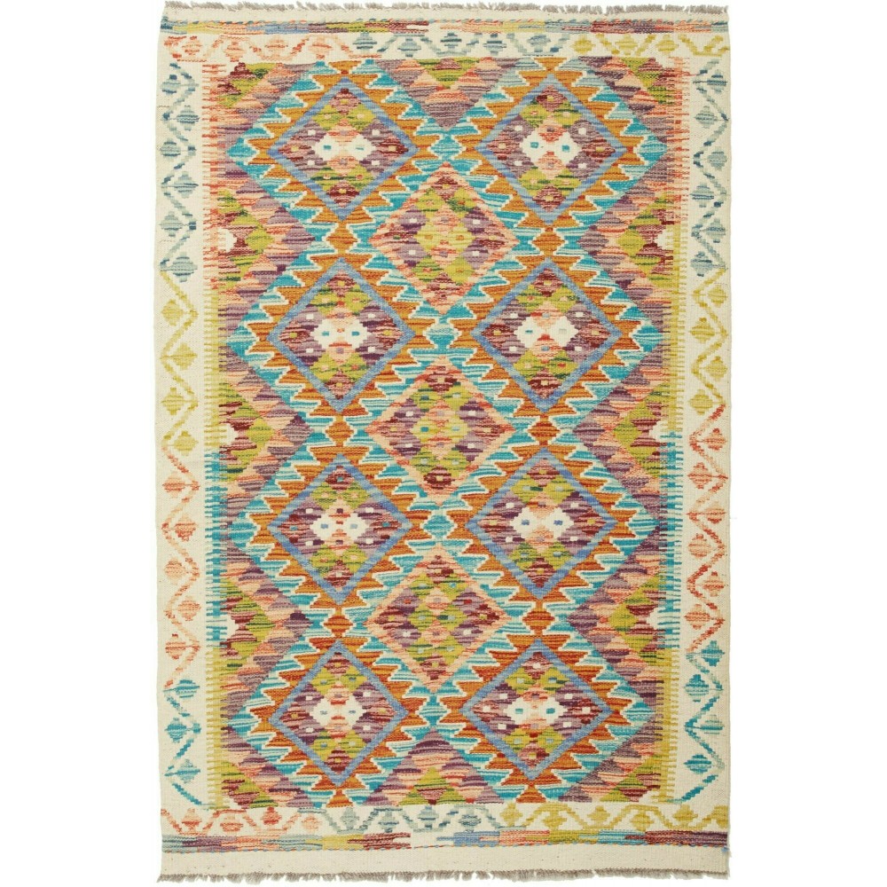 Tappeto Kilim Afghanistan marrone blu 103x155