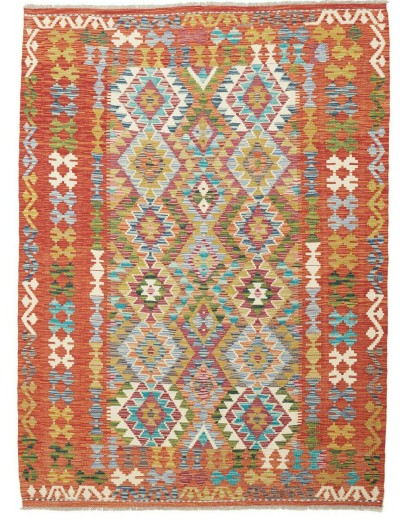 Tappeto Kilim Afghanistan arancione bianco 153x208