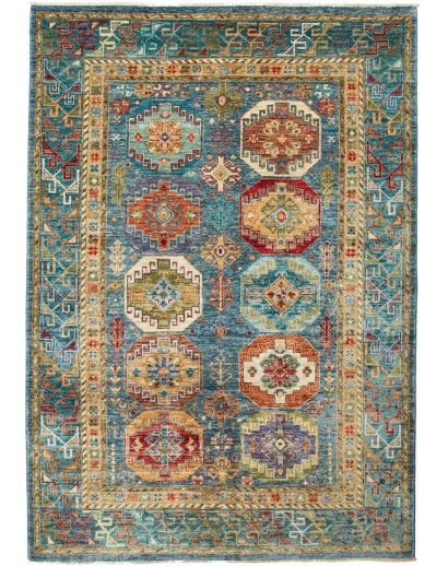 Tappeto Tribal Pakistan bianco azzurro 150x213