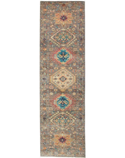 Tappeto Tribal Pakistan bianco marrone 81x295