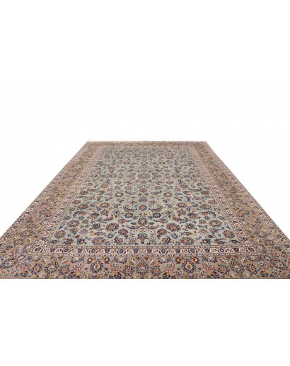 Tappeto Kashan Persia beige azzurro 305x412