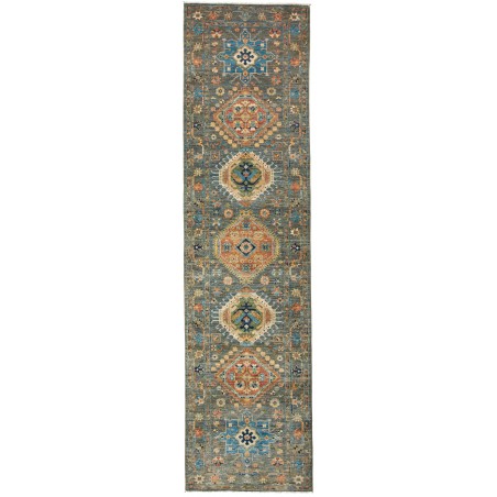 Tappeto Tribal Pakistan azzurro marrone 80x303