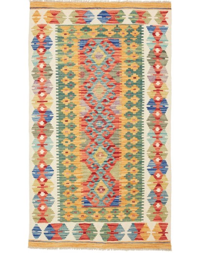 Tappeto Kilim Afghanistan marrone azzurro 91x157