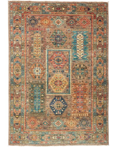 Tappeto Tribal Pakistan bianco marrone 126x181