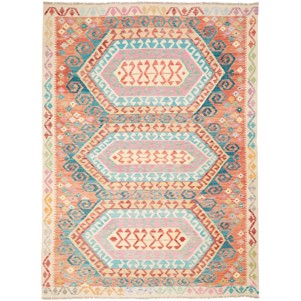 Tappeto Kilim Afghanistan beige blu 181x243