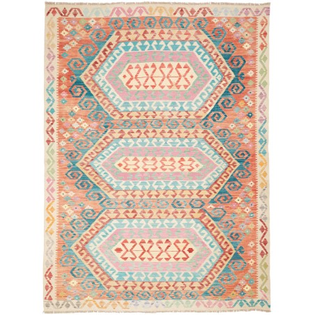 Tappeto Kilim Afghanistan beige blu 181x243