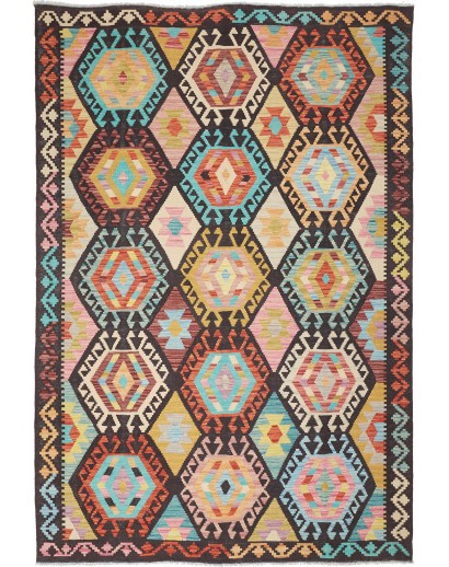 Tappeto Kilim Afghanistan marrone grigio 169x247