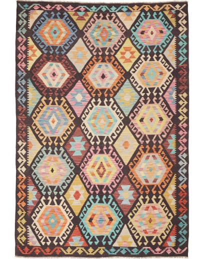Tappeto Kilim Afghanistan marrone grigio 169x247