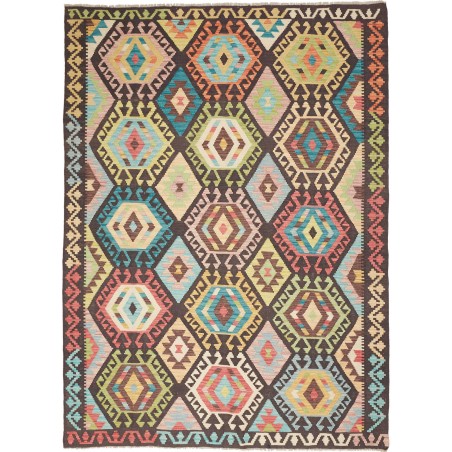 Tappeto Kilim Afghanistan marrone verde 174x238