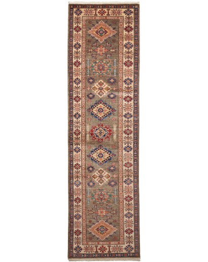 Tappeto Kazak Fine Pakistan bianco giallo 82x305