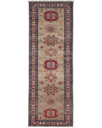 Tappeto Kazak Fine Pakistan bianco grigio 79x243