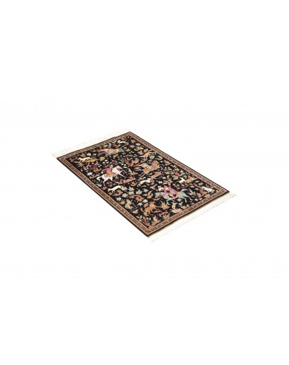 Tappeto Ghom seta Persia blu marrone 60x93