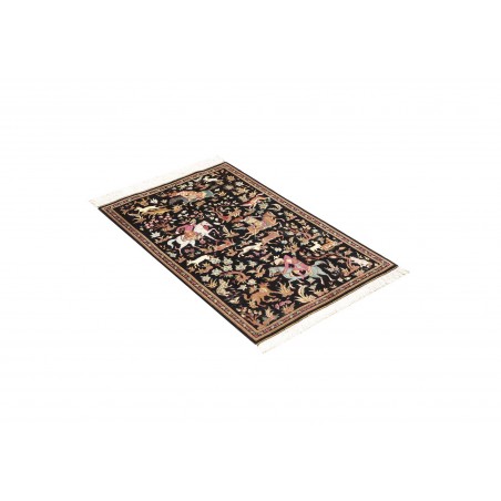 Tappeto Ghom seta Persia blu marrone 60x93