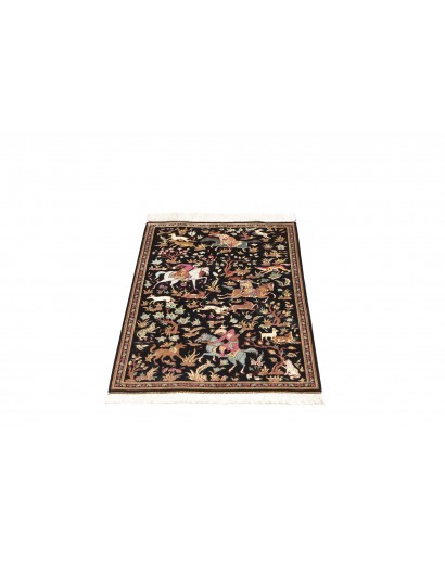 Tappeto Ghom seta Persia blu marrone 60x93