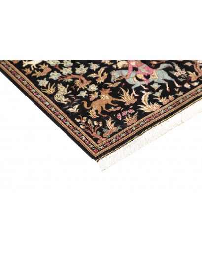 Tappeto Ghom seta Persia blu marrone 60x93