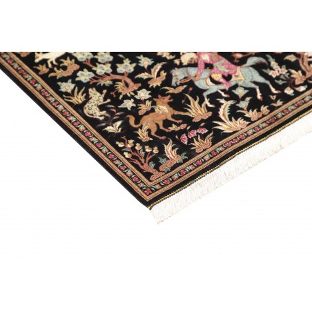 Tappeto Ghom seta Persia blu marrone 60x93