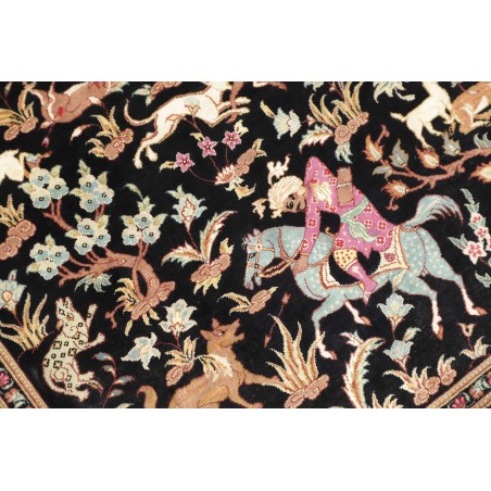 Tappeto Ghom seta Persia blu marrone 60x93