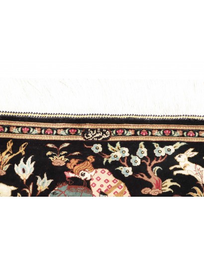 Tappeto Ghom seta Persia blu marrone 60x93