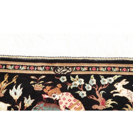 Tappeto Ghom seta Persia blu marrone 60x93