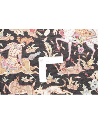 Tappeto Ghom seta Persia blu marrone 60x93