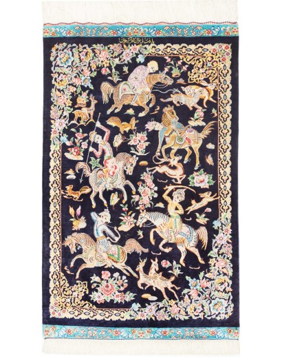 Tappeto Ghom seta Persia grigio 58x98