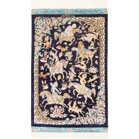 Tappeto Ghom seta Persia grigio 58x98