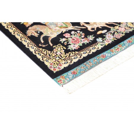 Tappeto Ghom seta Persia grigio 58x98