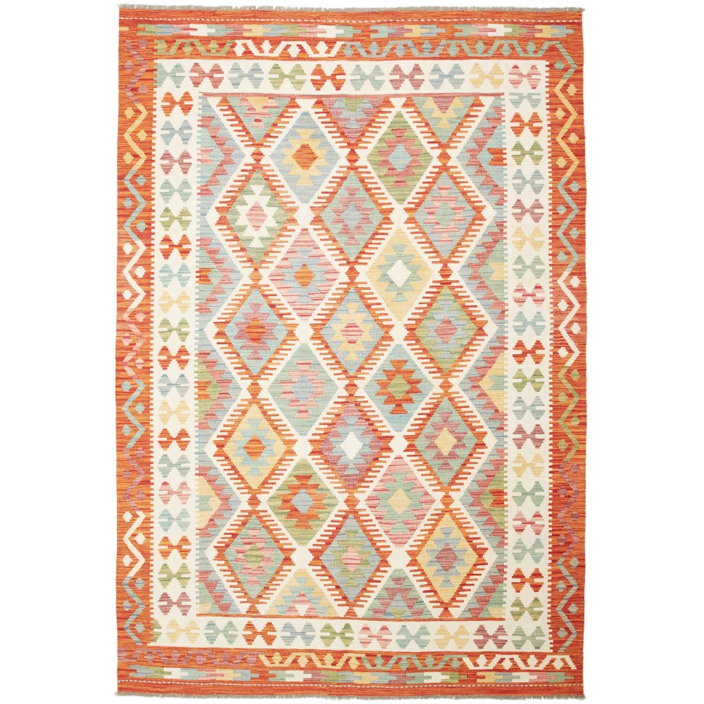 Tappeto Kilim Afghanistan bianco marrone 165x243