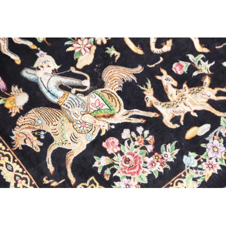 Tappeto Ghom seta Persia grigio 58x98