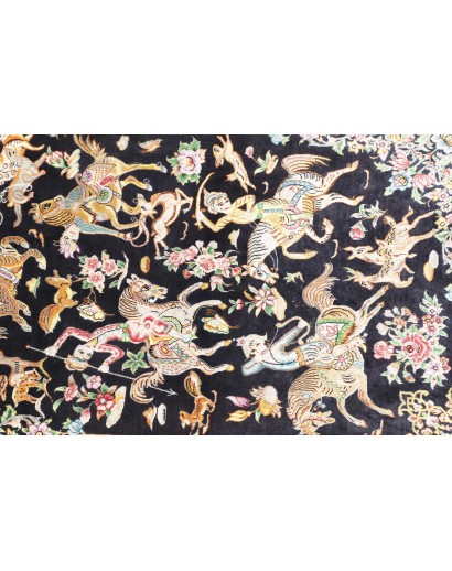 Tappeto Ghom seta Persia grigio 58x98